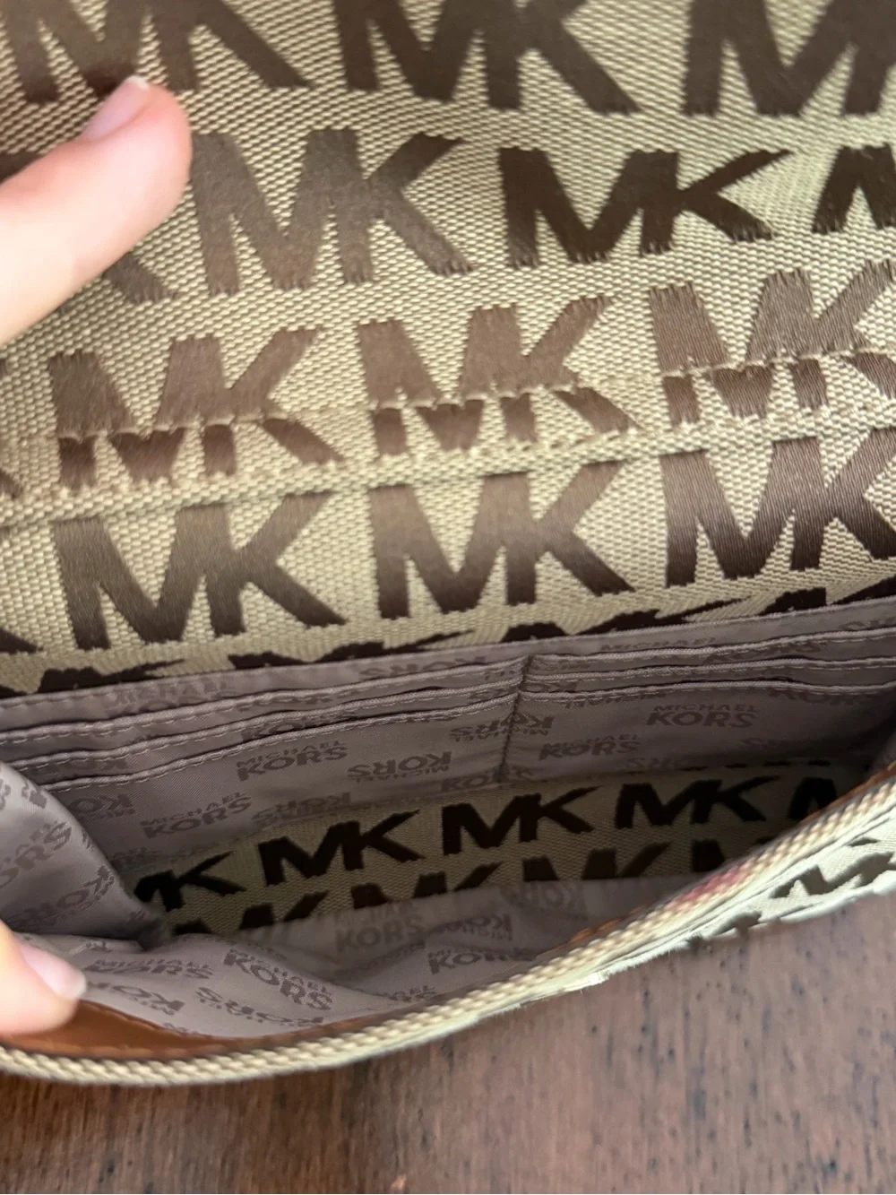 Michael Kors Beige and Brown MK Logo Tote